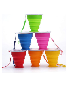 Set de 6 Tazas Plegables de Silicona JIELUO para Viaje 200 ml