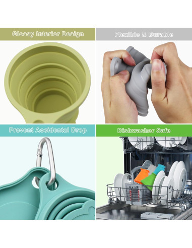 Taza Plegable de Silicona IYYI 180ml Azul-Naranja 2 Piezas