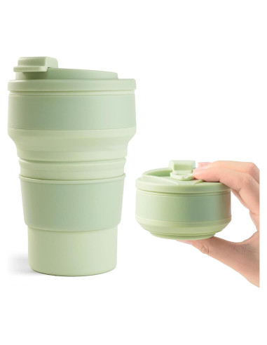 Taza Colapsable de Silicona Fijinhom 12oz Verde para Viajar