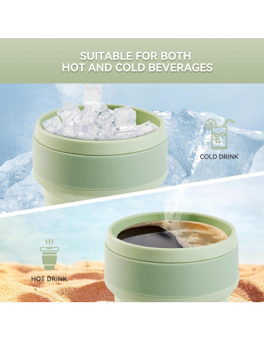 Taza Colapsable de Silicona Fijinhom 12oz Verde para Viajar