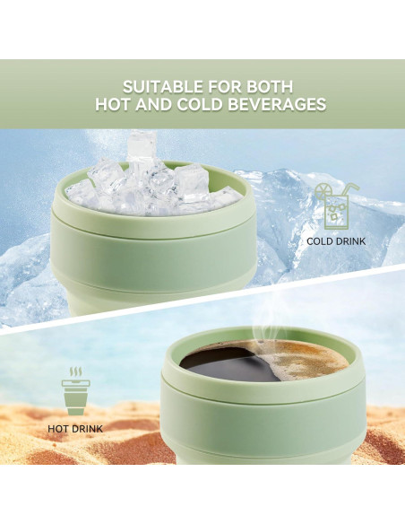 Taza Colapsable de Silicona Fijinhom 12oz Verde para Viajar