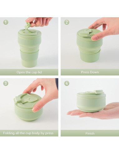 Taza Colapsable de Silicona Fijinhom 12oz Verde para Viajar