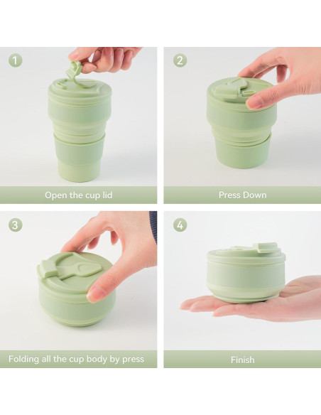 Taza Colapsable de Silicona Fijinhom 12oz Verde para Viajar