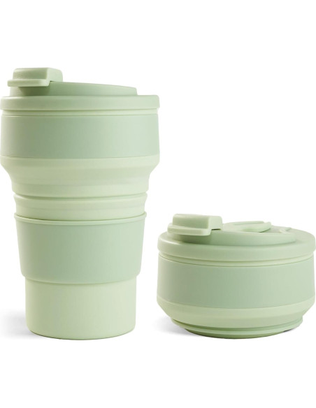 Taza Colapsable de Silicona Fijinhom 12oz Verde para Viajar