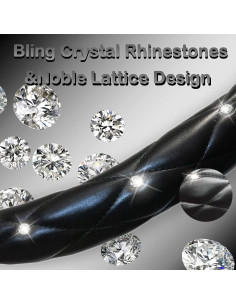 Cubierta de Volante de Cuero Xizopucy con Rhinestones 38 cm - Negro 2