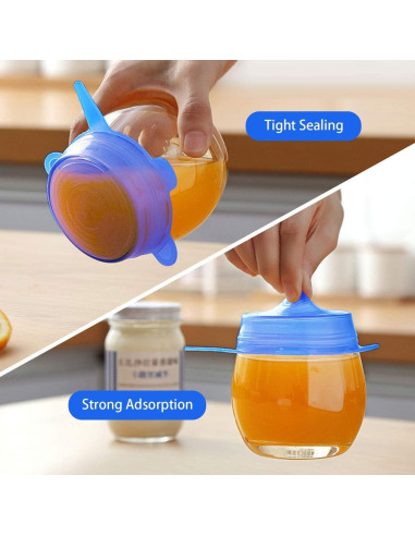 Tapa de Silicona JIGUOOR - Paquete de 6 Tapas Reutilizables