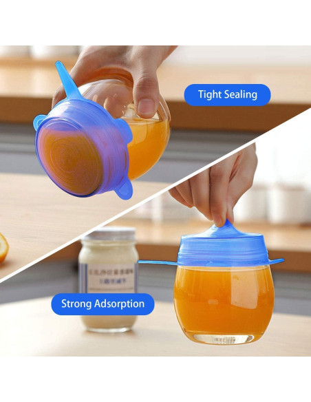 Tapa de Silicona JIGUOOR - Paquete de 6 Tapas Reutilizables