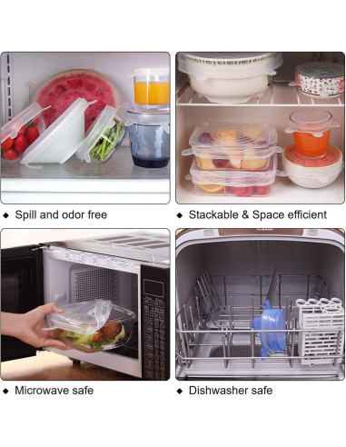 Tapa de Silicona JIGUOOR - Paquete de 6 Tapas Reutilizables