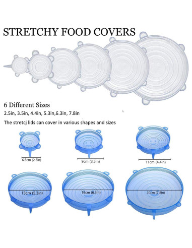 Tapa de Silicona JIGUOOR - Paquete de 6 Tapas Reutilizables