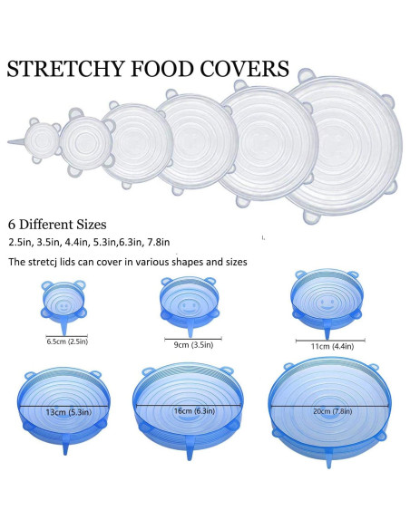 Tapa de Silicona JIGUOOR - Paquete de 6 Tapas Reutilizables