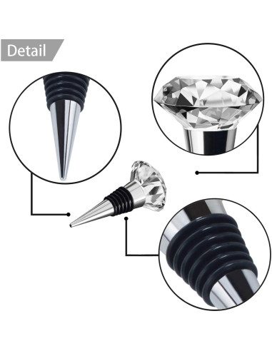 JETKONG 3 Tapones de Vino de Cristal Decorativos - Sello Hermético