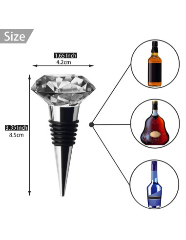 JETKONG 3 Tapones de Vino de Cristal Decorativos - Sello Hermético
