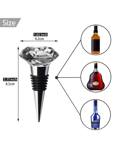 JETKONG 3 Tapones de Vino de Cristal Decorativos - Sello Hermético