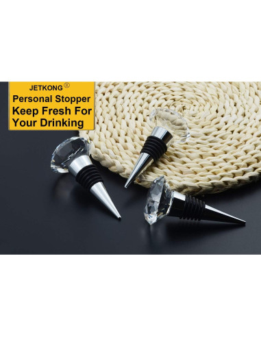 JETKONG 3 Tapones de Vino de Cristal Decorativos - Sello Hermético