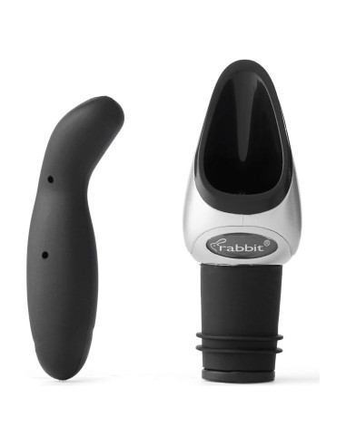 Vertedor de Vino Rabbit Metrokane Negro con Tapón 22.68g