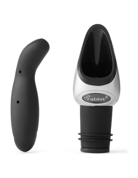 Vertedor de Vino Rabbit Metrokane Negro con Tapón 22.68g