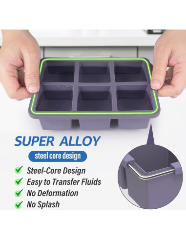 Bandeja de Hielo de Silicona Mossime 2 Piezas 5cm Cuadrados