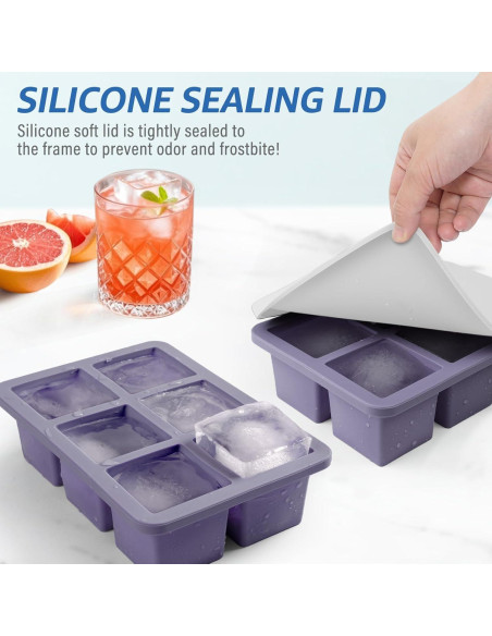 Bandeja de Hielo de Silicona Mossime 2 Piezas 5cm Cuadrados