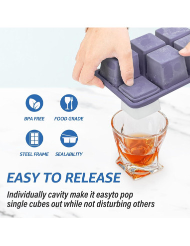 Bandeja de Hielo de Silicona Mossime 2 Piezas 5cm Cuadrados