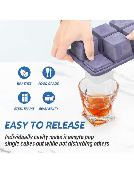 Bandeja de Hielo de Silicona Mossime 2 Piezas 5cm Cuadrados