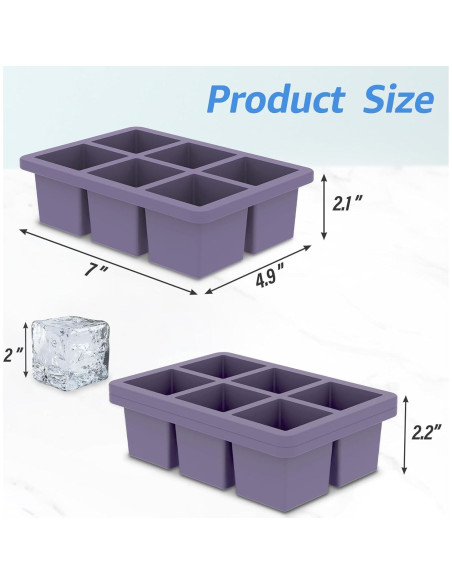 Bandeja de Hielo de Silicona Mossime 2 Piezas 5cm Cuadrados