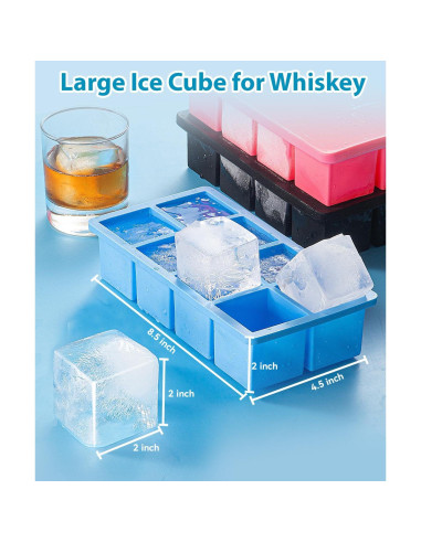 Bandeja de Hielo Grande Lxndaser 2 Piezas Silicona 5.08 cm