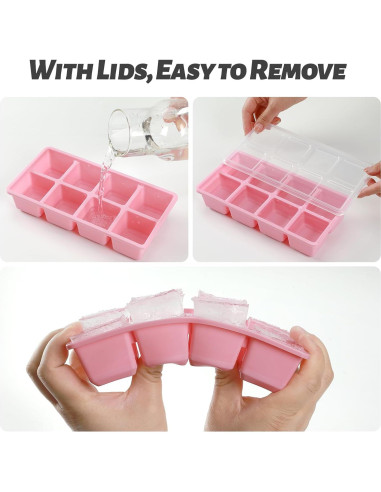 Bandejas de Hielo Grandes Jrisbo 2 Piezas Silicona 16 Cubos