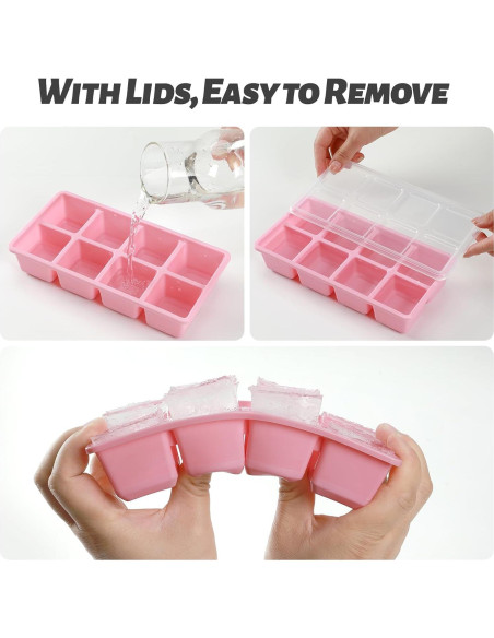Bandejas de Hielo Grandes Jrisbo 2 Piezas Silicona 16 Cubos