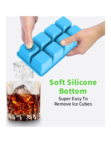 Bandejas de Hielo Grandes Jrisbo 2 Piezas Silicona 16 Cubos