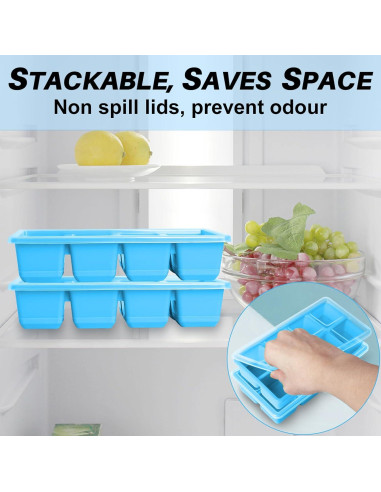 Bandejas de Hielo Grandes Jrisbo 2 Piezas Silicona 16 Cubos