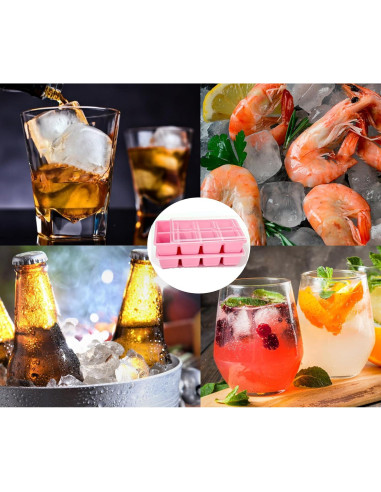 Bandejas de Hielo Grandes Jrisbo 2 Piezas Silicona 16 Cubos