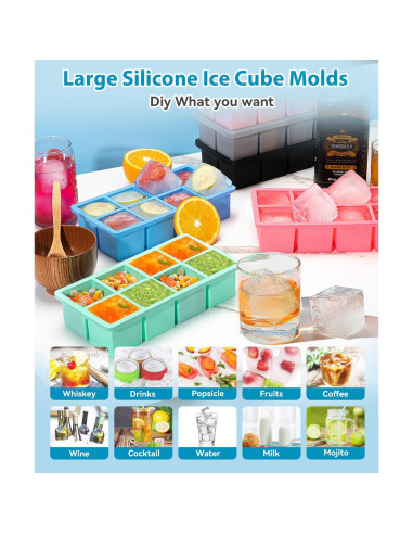 Bandeja de Hielo Grande Lxndaser 2 Piezas Silicona 5.08 cm