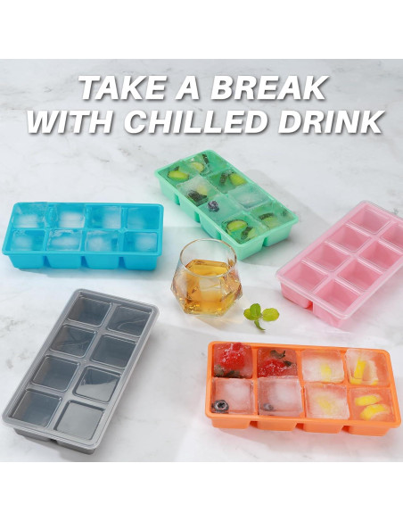 Bandejas de Hielo Grandes Jrisbo 2 Piezas Silicona 16 Cubos