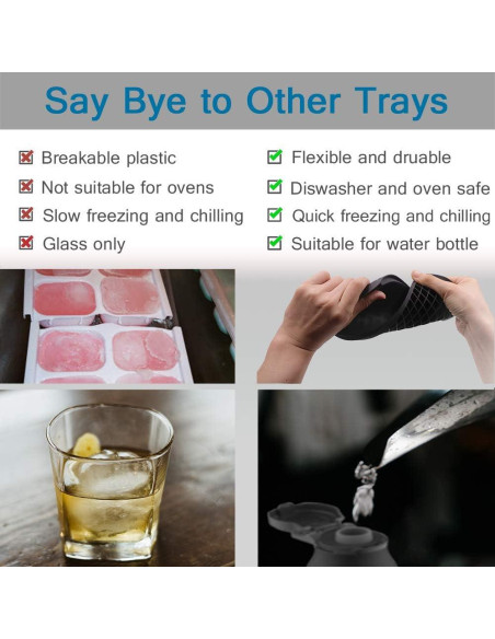 Bandejas de Hielo Mini LeeYean 3 Pack Silicona 160 Cubos