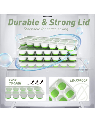 Bandeja de Hielo ChefAide con Tapa, 4 Paquetes, 56 Cubos