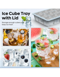 Bandeja de Hielo de Silicona HANCELANT 3 Pack con Tapa 2