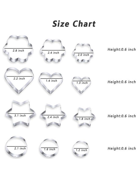 Juego de Cortadores de Galletas MCIGICM 12PCS Acero Inoxidable