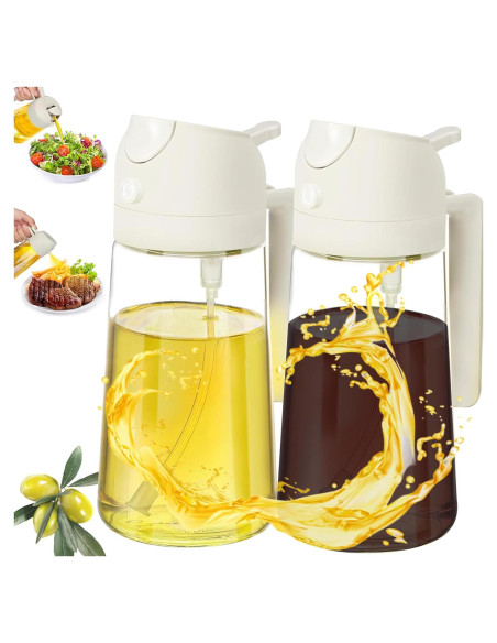 Rociador de Aceite 2 en 1 Reluhe, Vidrio 473 ml, 2 Pack