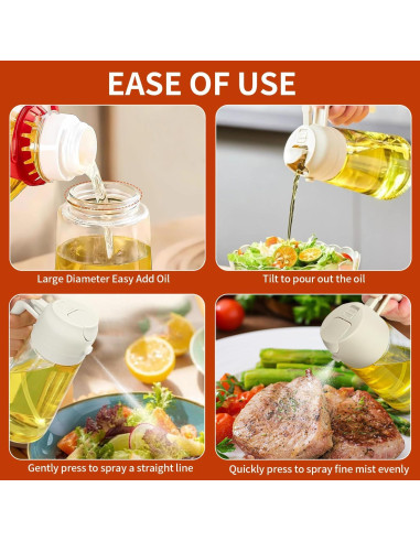 Rociador de Aceite 2 en 1 Reluhe, Vidrio 473 ml, 2 Pack