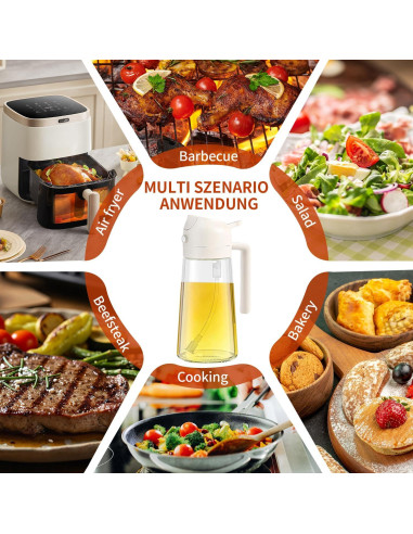 Rociador de Aceite 2 en 1 Reluhe, Vidrio 473 ml, 2 Pack