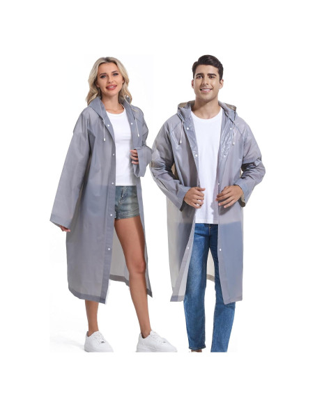 Chaquetas de Lluvia Reutilizables Borogo para Adultos - Gris