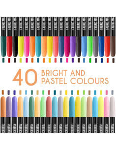 Marcadores de Tela Zenacolor 40 Unidades Punta Fina No Tóxicos 2