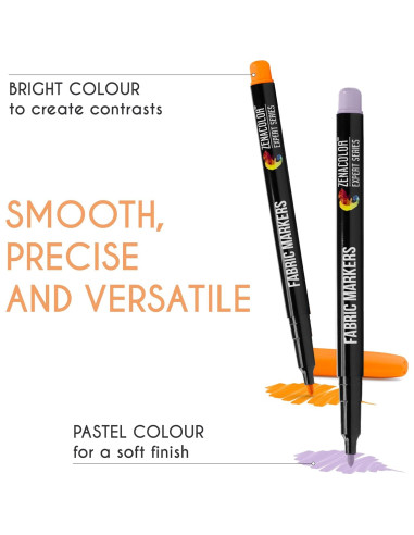 Marcadores de Tela Zenacolor 40 Unidades Punta Fina No Tóxicos