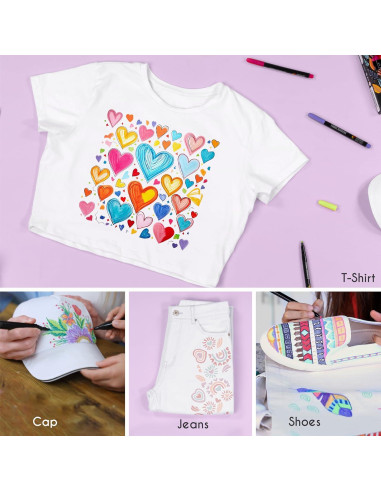 Marcadores de Tela Zenacolor 40 Unidades Punta Fina No Tóxicos