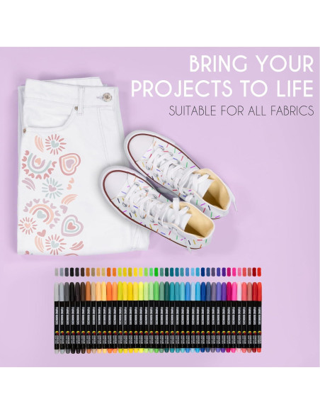 Marcadores de Tela Zenacolor 40 Unidades Punta Fina No Tóxicos