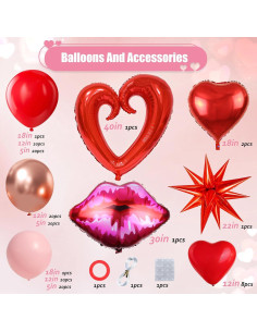 Arco de Globos Rosa Rojo Dorado KARLURE 138 Piezas Decoración Fiesta 2