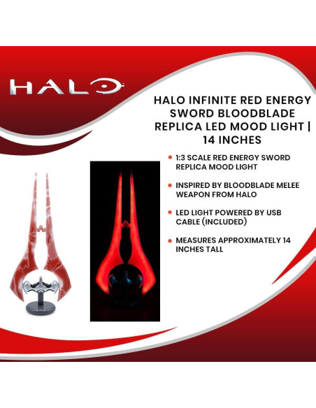 Luz LED Ambiental Réplica Espada de Energía Roja Halo Infinite 35.56cm