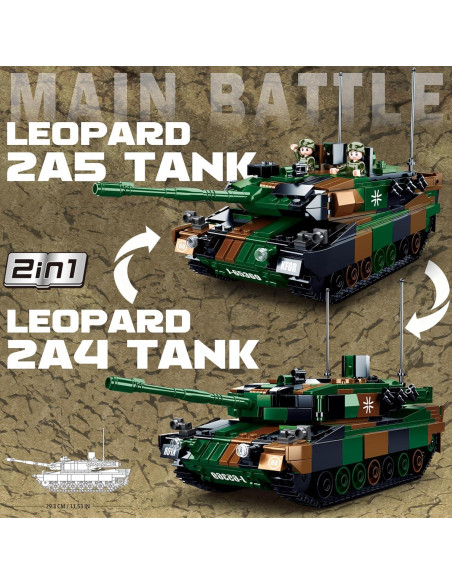 Tanque Militar Sluban Leopard 2A5/2A4 766 Piezas 2 Minifiguras