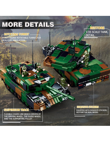 Tanque Militar Sluban Leopard 2A5/2A4 766 Piezas 2 Minifiguras