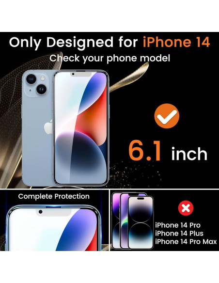 Protector de Pantalla Privado Lesakit para iPhone 14 6.1" 9H